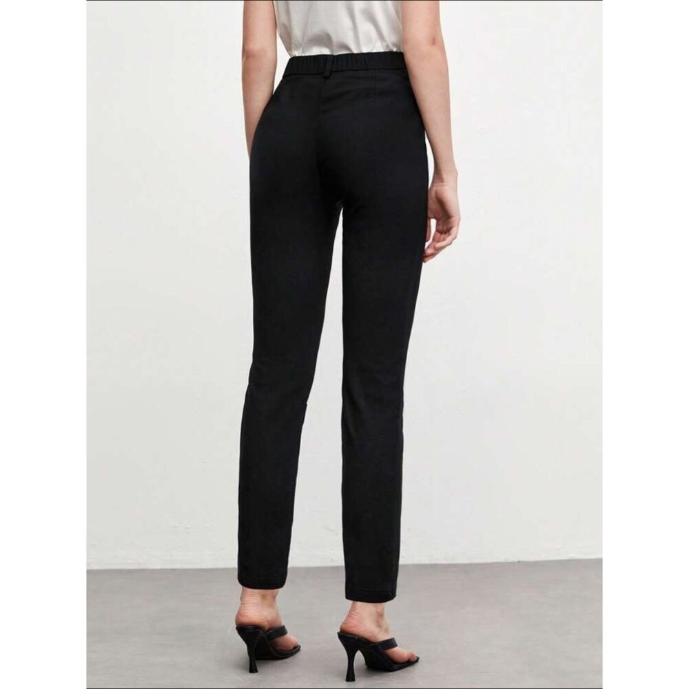 High waisted straight leg pants pockets black minimalist - Picture 2 of 2